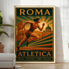 captivating Rome athletics poster powerful woman yellow brown hues dimensions eye artwork vibrant touch space unframed formats convenience