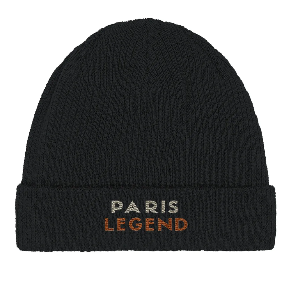 Image Black de Beanie Tennis Paris Legend  - Cotton Bio, Embroidered Design