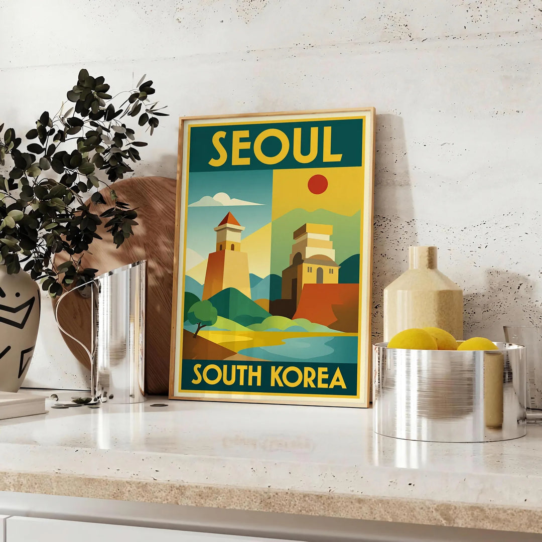 Image supplémentaire de Seoul South Korea Vintage Travel Art Deco Poster