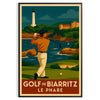 space golf poster art vibrant yellow gray hues Biarritz sized best gift golfers Deco enthusiasts wall style available