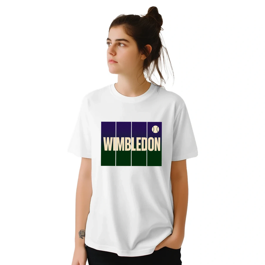 T-shirt de ténis Wimbledon, ideal para fãs e jogadores, com um design vibrante e confortável em algodão respirável