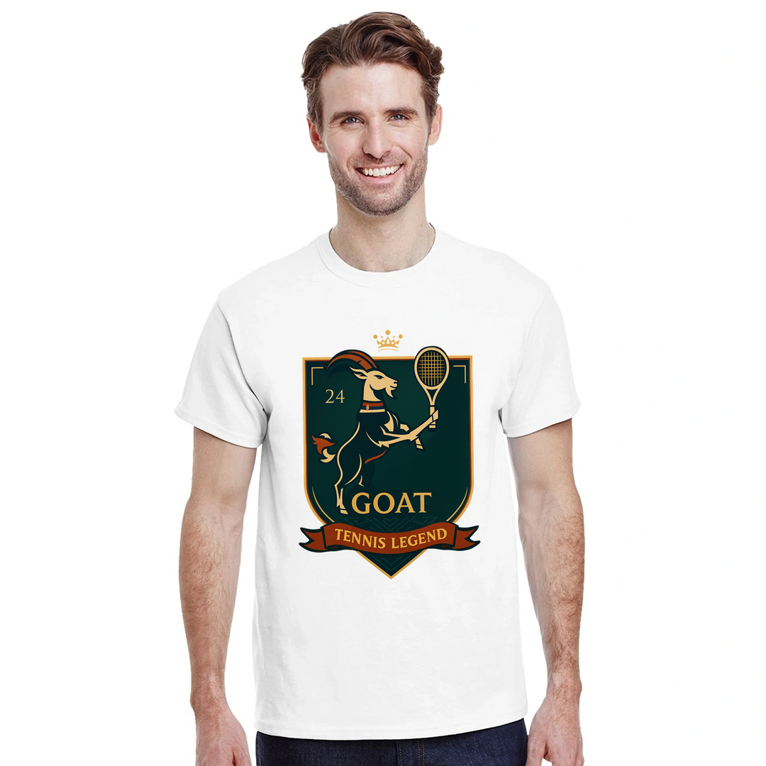 Camiseta exclusiva "Tennis GOAT Nole" para fãs de Novak Djokovic, confeccionada em algodão de alta qualidade para conforto e