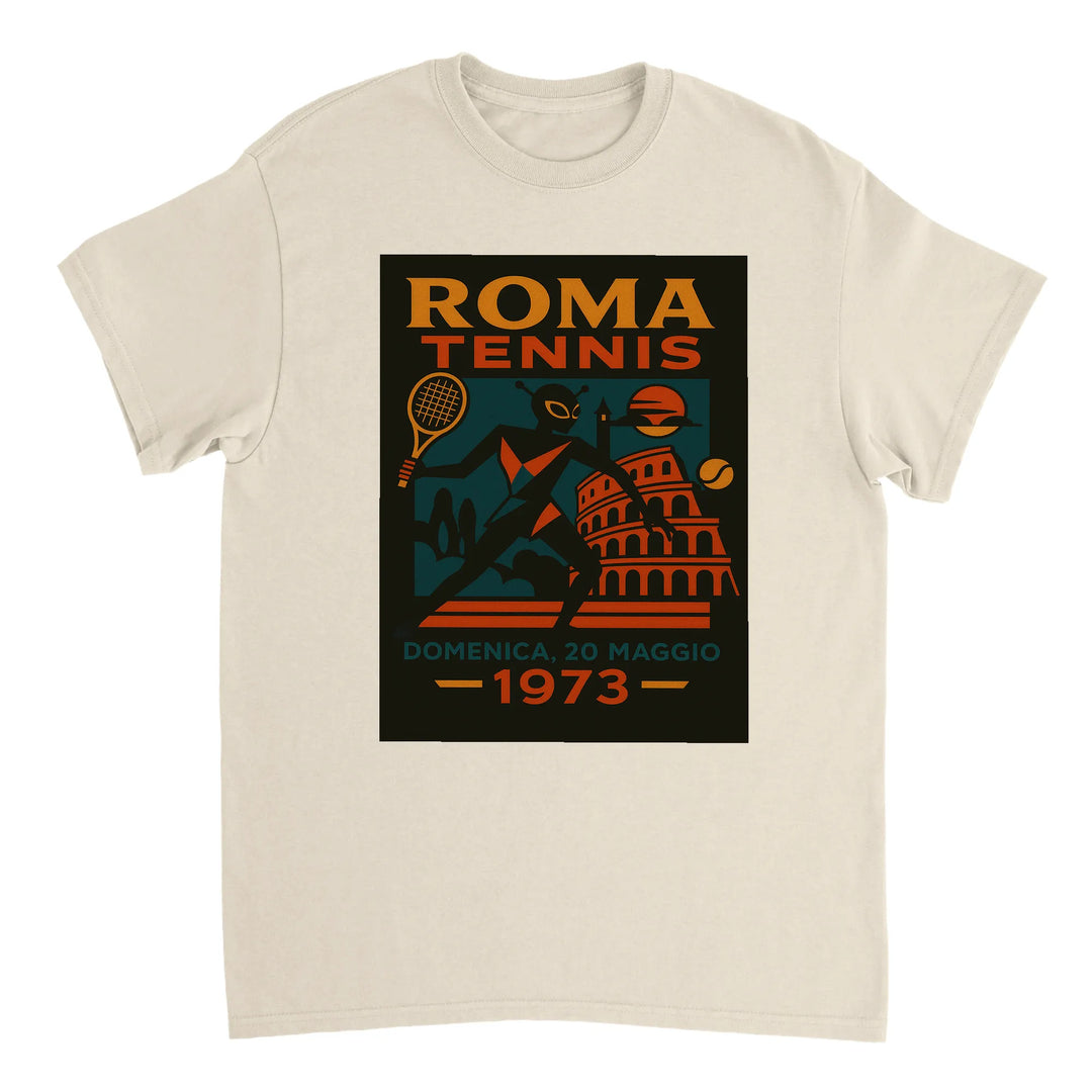 T-shirt Alien Roma Tennis, un capo unico che unisce un tema alieno giocoso alla passione per il tennis, disponibile in divers