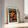 Affiche vibrante thème lucha libre mexicaine couleurs rouge orange saisissantes une touche dynamique espace œuvre incontournable passionnés sport culture A4 cm A0