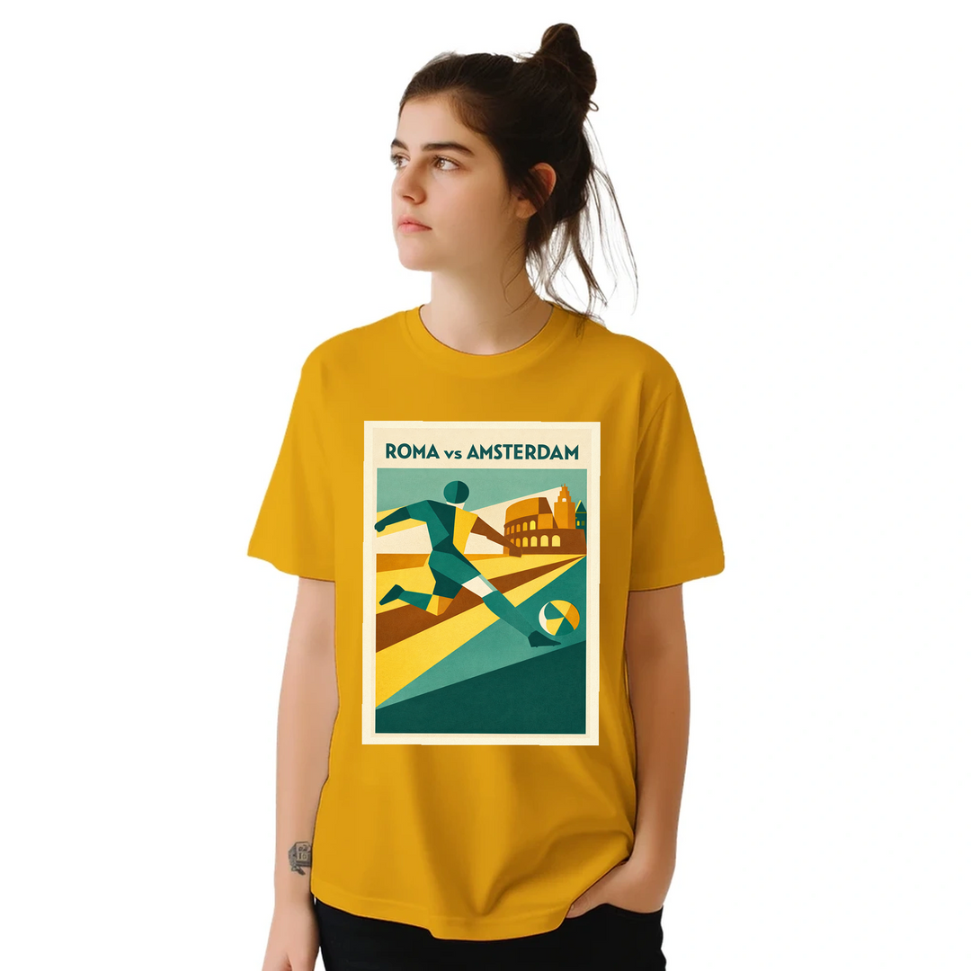 T-shirt ποδοσφαίρου Ρώμης, άνετη και στυλάτη, ιδανική για αγώνες και casual εμφανίσεις, διαθέσιμη σε S, M, L, XL, XXL