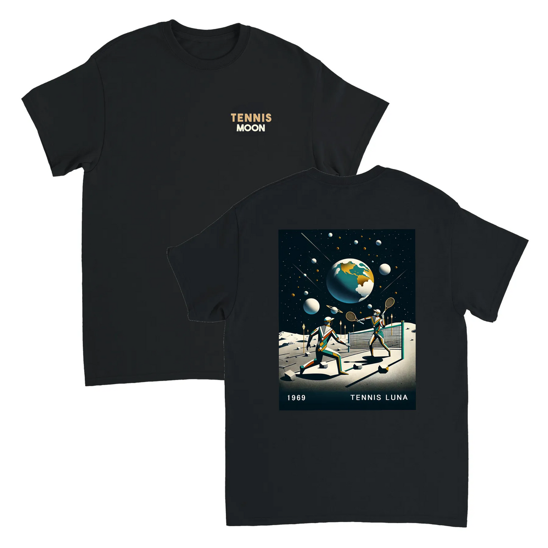 T-shirt Tennis Moon con design unico che unisce la passione per il tennis e il fascino celestiale, ideale per partite o uscit