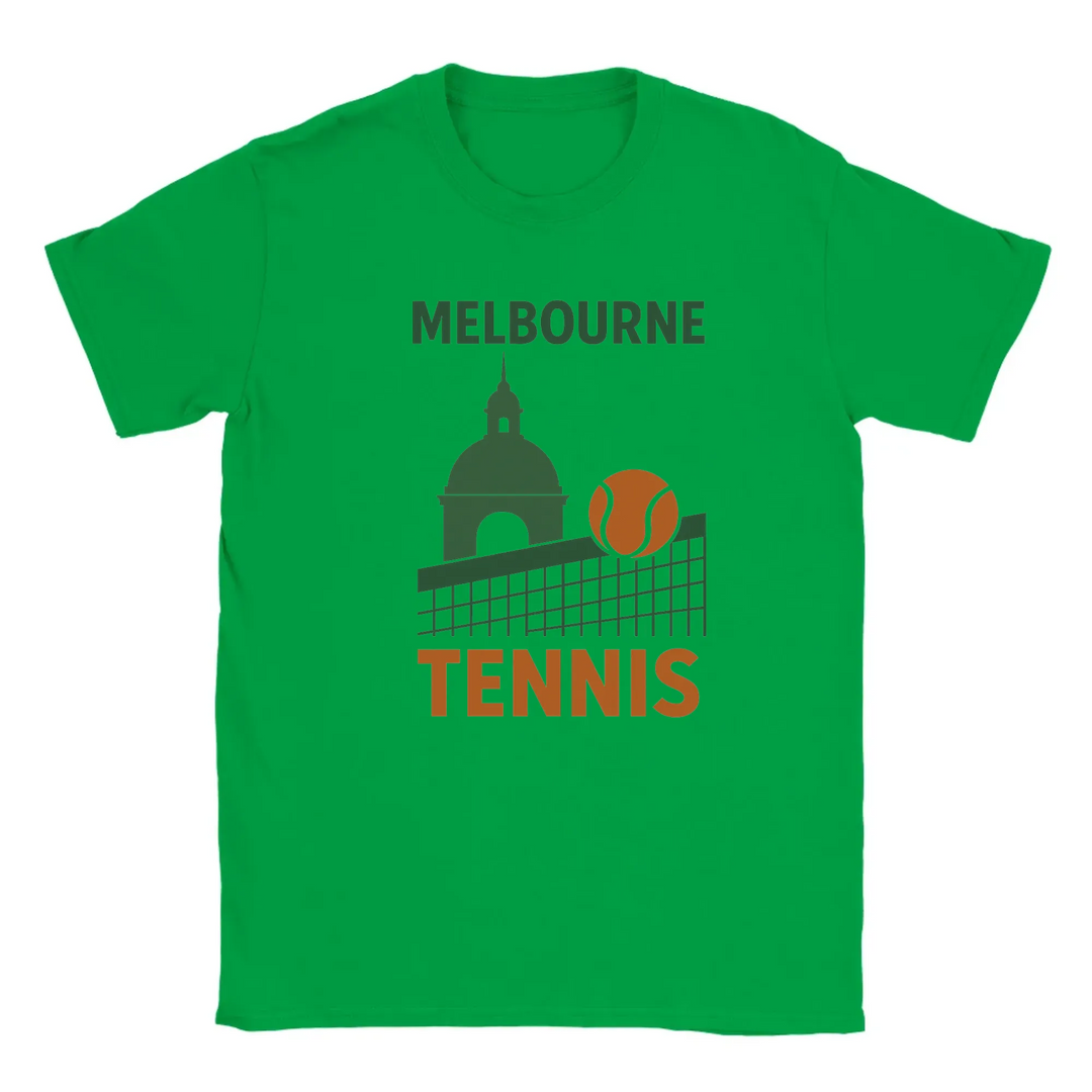 T-shirt exclusivo Tennis Melbourne, perfeito para fãs e jogadores, feito em algodão de alta qualidade para conforto