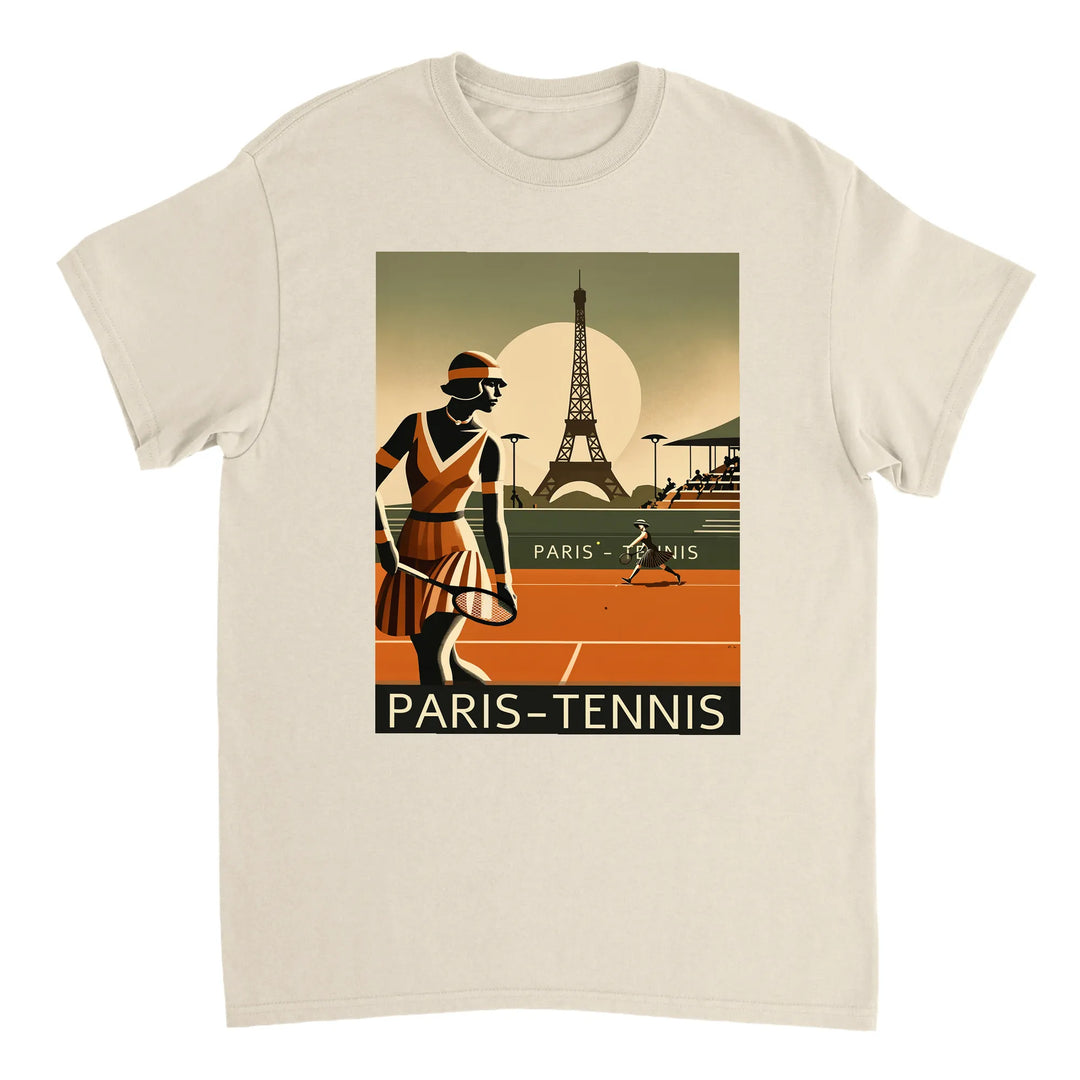 パリのテニスをテーマにしたおしゃれなTシャツ。テニス愛好者にぴったりのデザインで、スタイルを引き立てます。サイズはSからXXLまで選べます。