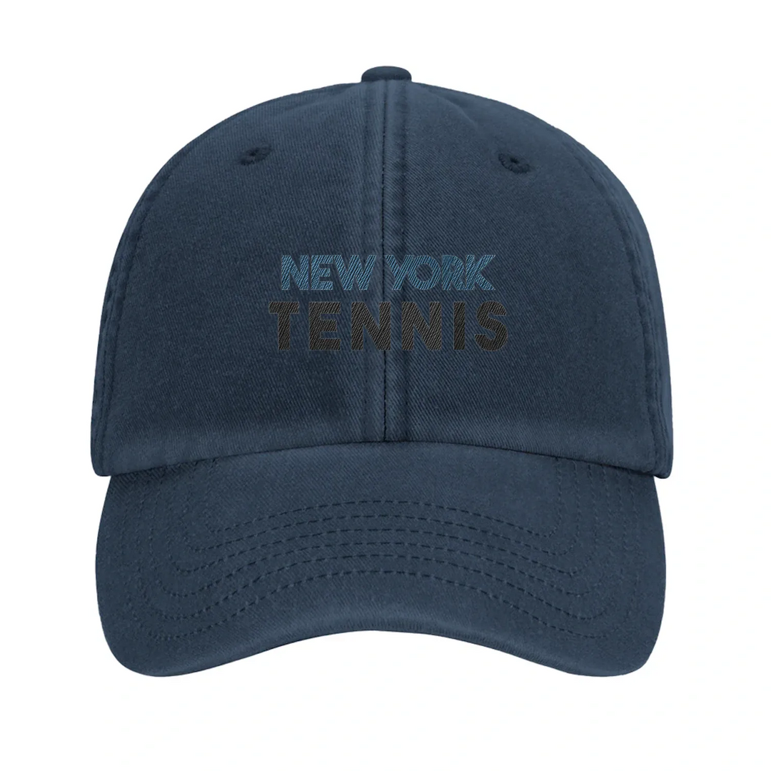 Gorra vintage de tenis de Nueva York con diseño bordado, hecha de algodón 100% cepillado, ideal para un estilo casual