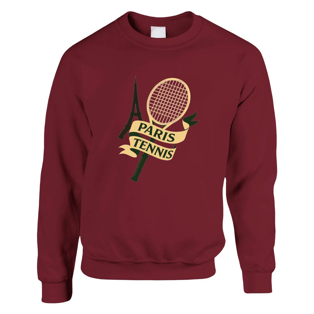 Paris Tennis Sweater un sweat - chemise unisexe doux mélange 50 % polyester filature jet air douceur faible boulochage tricot tricoté imprimé durabilité confort pull classique confortable