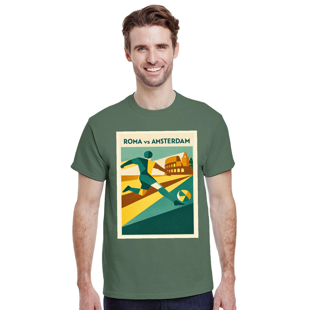 T-shirt ποδοσφαίρου Ρώμης, άνετη και στυλάτη, ιδανική για αγώνες και casual εμφανίσεις, διαθέσιμη σε S, M, L, XL, XXL