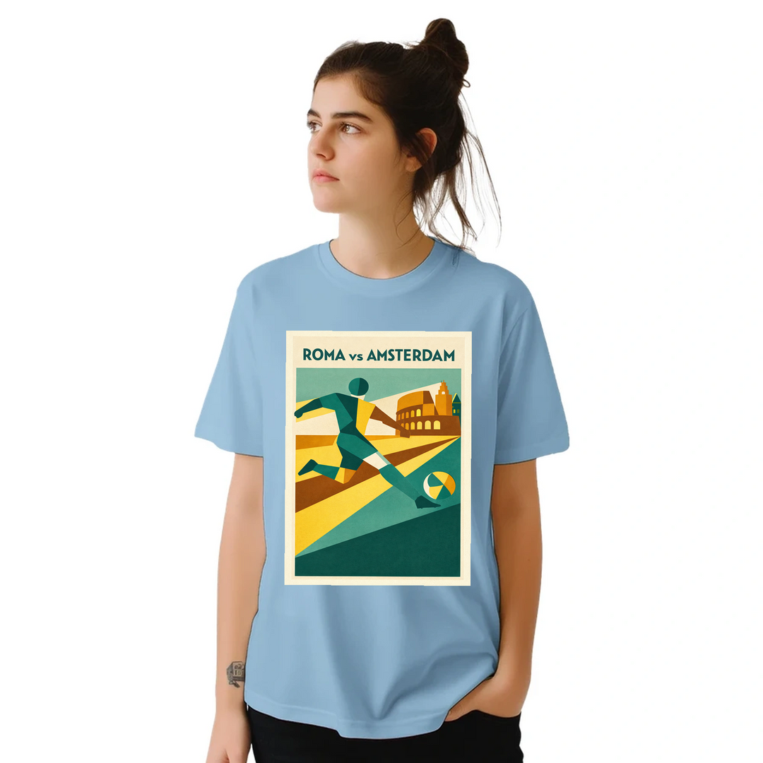 T-shirt ποδοσφαίρου Ρώμης, άνετη και στυλάτη, ιδανική για αγώνες και casual εμφανίσεις, διαθέσιμη σε S, M, L, XL, XXL