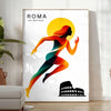 affiche dynamique thème 100 mètres passion sport Rome couleurs vibrantes rouge noir 50x70 30x40 décoration œuvre cadre
