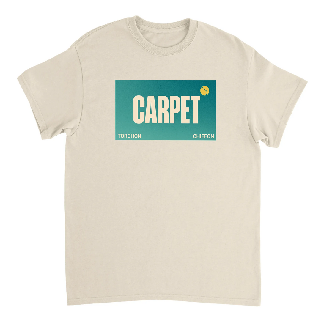 T-shirt de ténis com design elegante de tapete chiffon, ideal para amantes do ténis. Disponível em S, M, L, XL, XXL