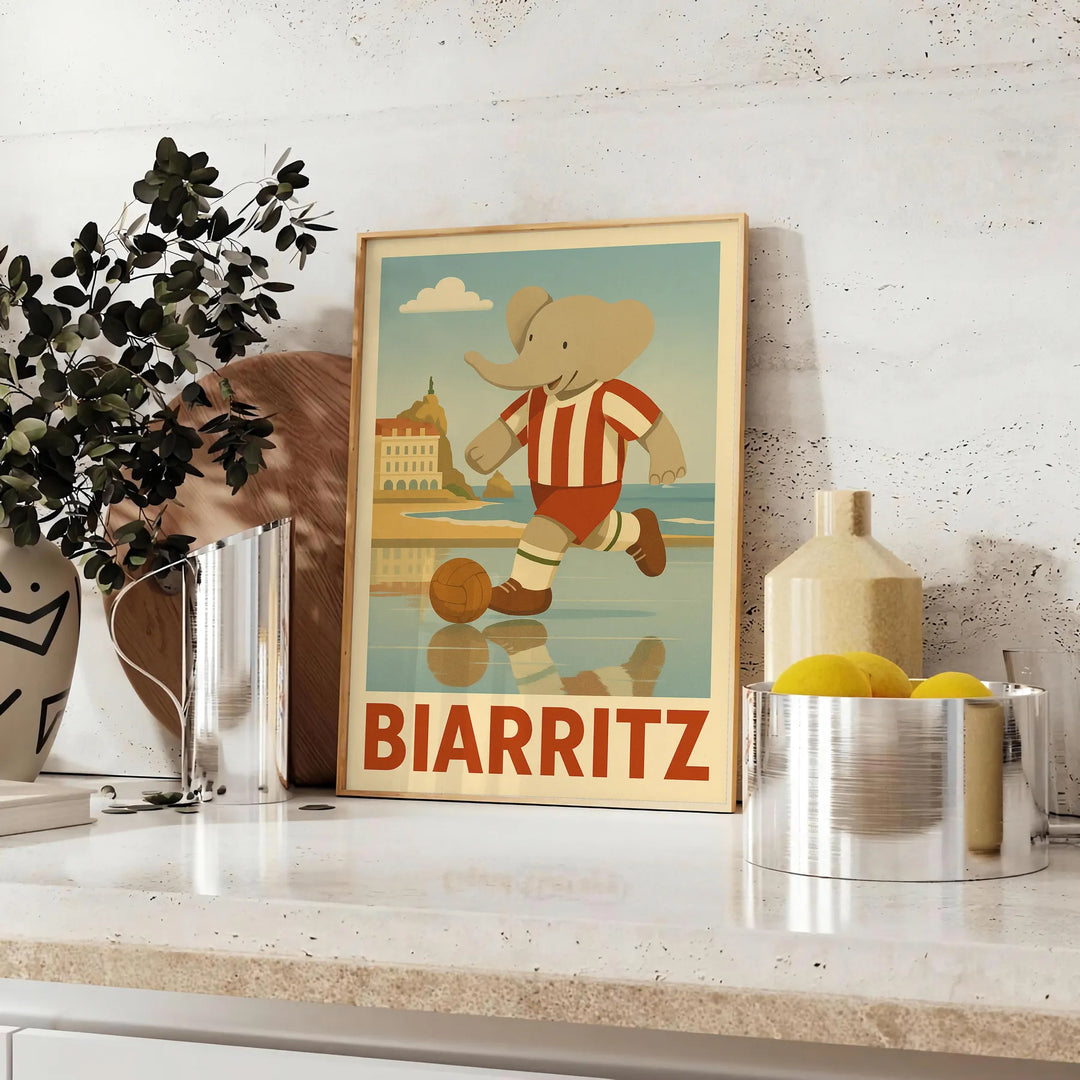Affiche kid football Biarritz énergie passion tons gris vert décoration parfaite petits fans foot occasion une touche originale intérieur format cm 50x70 A4 A0