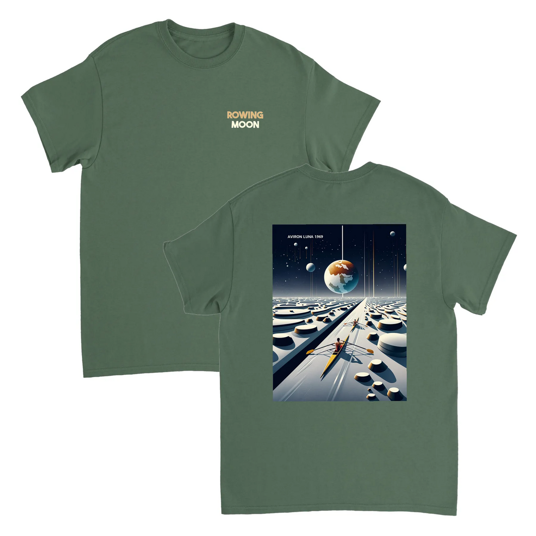 Ein einzigartiges T-Shirt mit einem faszinierenden Design, das die Schönheit des Mondes und das nächtliche Meer einfängt. Ide