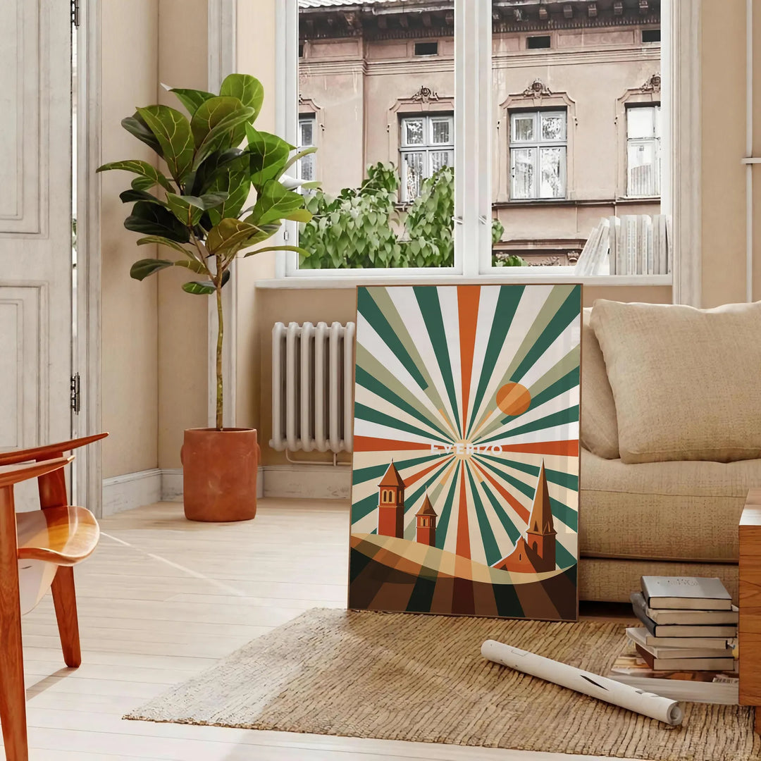 space stunning San Lorenzo Paraguay Art Déco Vintage poster vibrant orange green hues décor eye artwork available dimensions cm today walls A4 A0