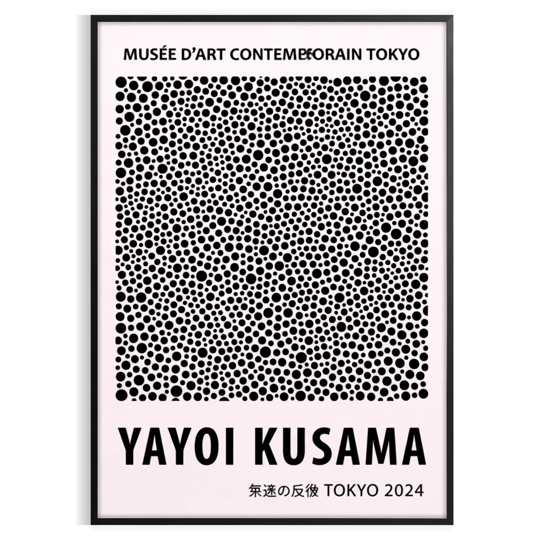 beauty Yayoi Kusama poster iconic dot designs black white dimensions stunning art piece perfect modern space home decor unframed version captivating
