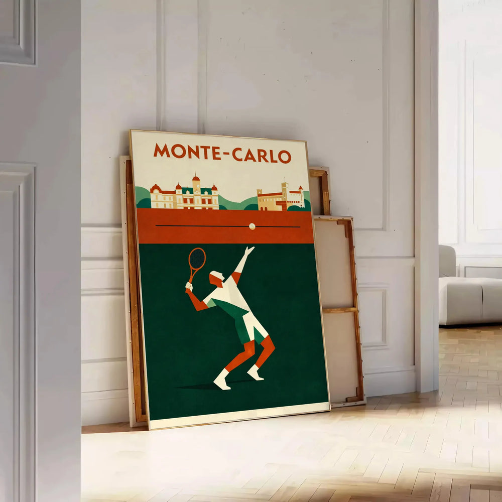 space stunning Monte Carlo Monaco Tennis poster eye black orange design dimensions captivating artwork enthusiasts touch elegance decor