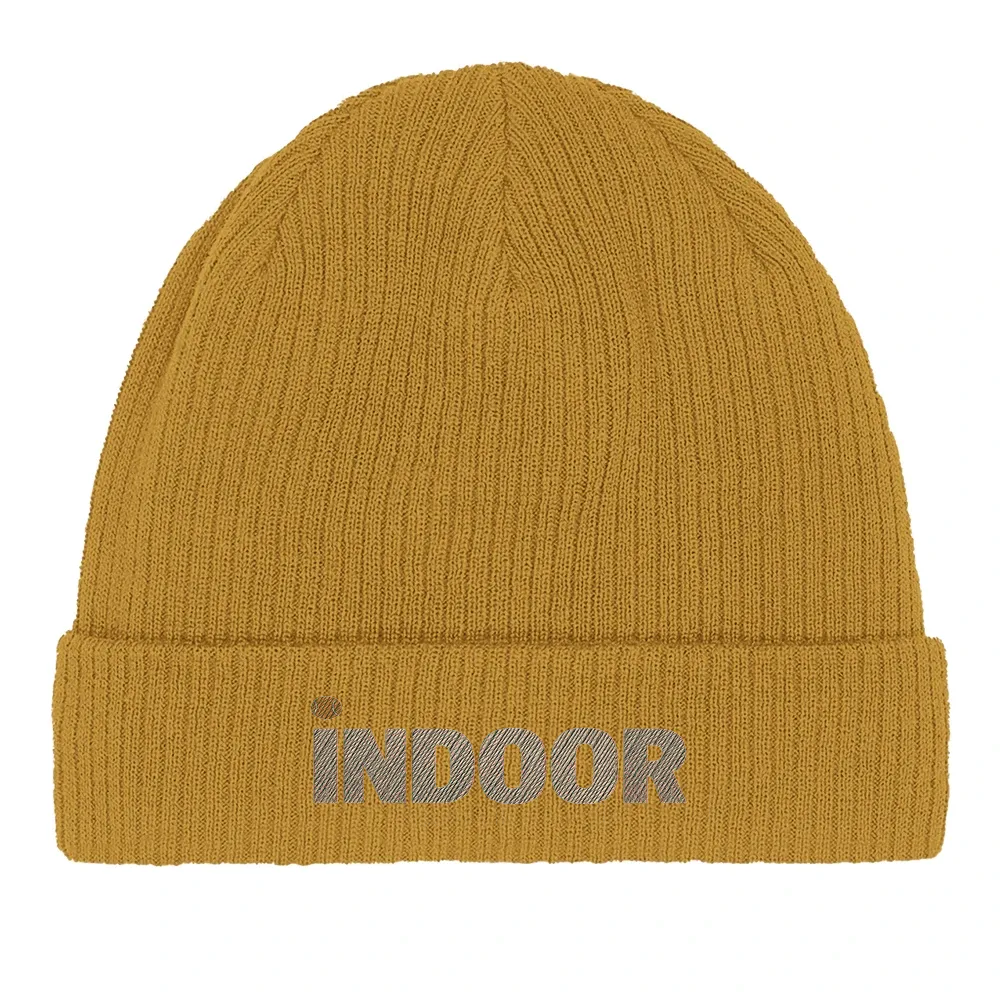 Czapka beanie Indoor Tennis z haftem, wykonana z 100% organicznej bawełny, idealna na każdą okazję