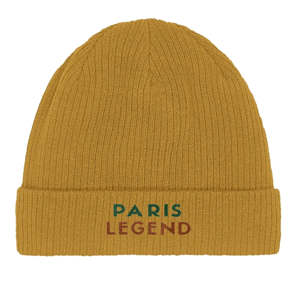 Image Mustard de Beanie Tennis Paris Legend  2 - Cotton Bio, Embroidered Design