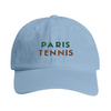 Vintage bomullskeps broderad med Paris Tennis-motiv, låg profil