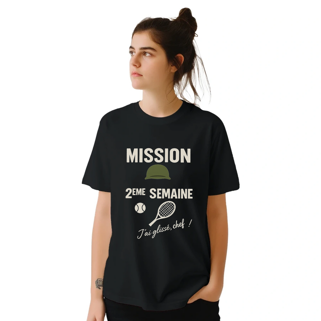 T-shirt game Mission 2eme Semaine Tennis t shirt enthusiasts stylish tee comfort passion sport high quality materials ideal court today love S M L XL XXL