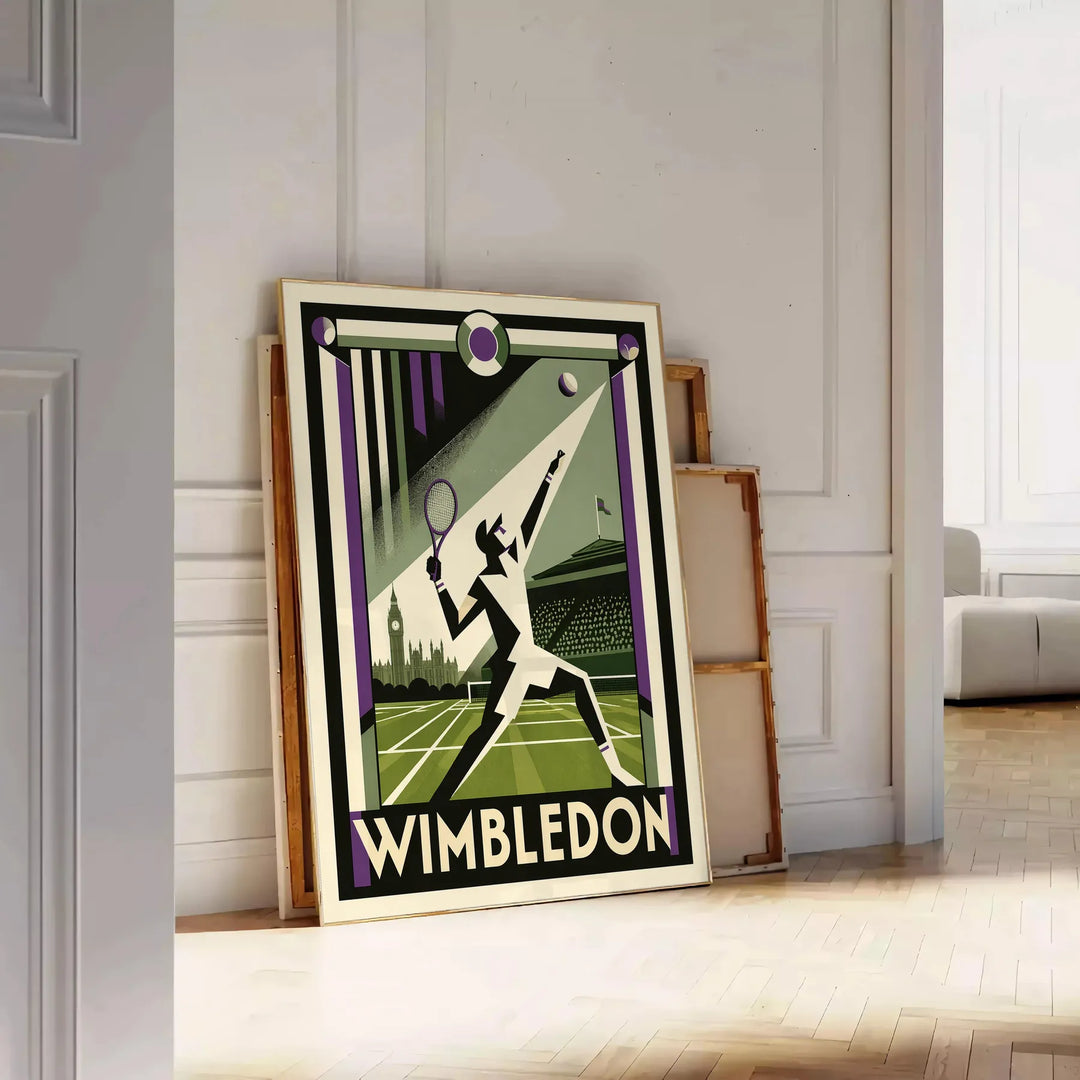 esprit Wimbledon Affiche élégante couleurs noir orange Parfaite passionnés tennis œuvre format 50x70 30x40 style intérieur pièce unique sublimez décor disponible cadre