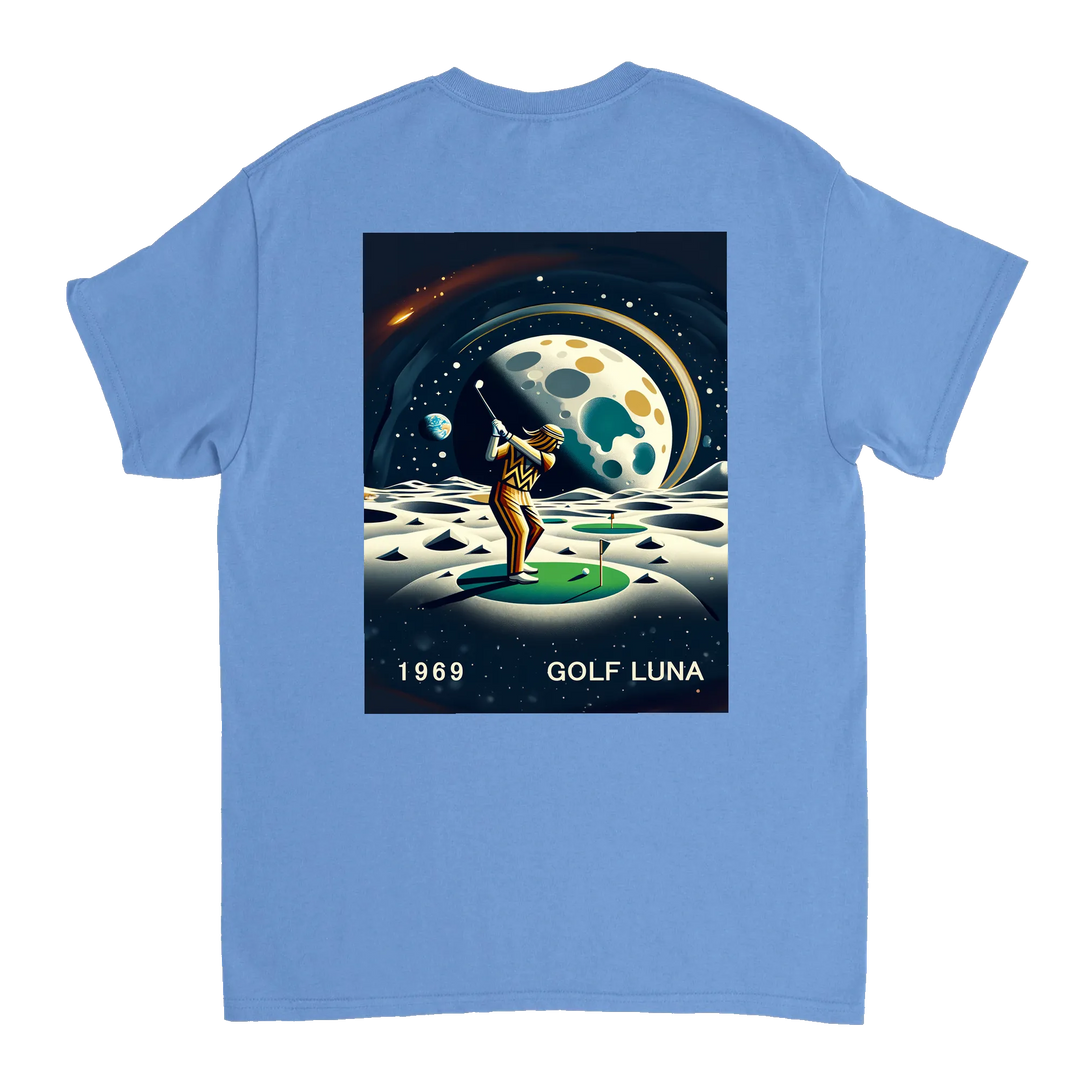 Koszulka Golf Moon z unikalnym wzorem, idealna na pole golfowe i codzienne wyjścia. Wygodna i trwała, dostępna w rozmiarach S