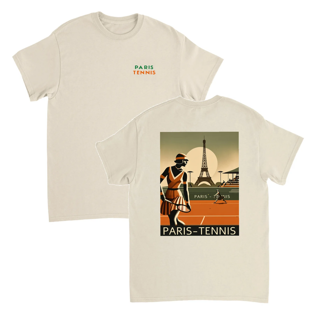 Tennis T-shirt med stilren design inspirerad av Paris, perfekt för tennisälskare. Finns i storlekarna S till XXL