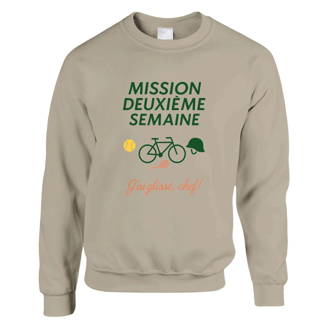 Mission 2ème Semaine Tennis Sweater un sweat - shirt épais 50 % coton polyester une douceur ultime coutures tricot élastique coupe classique confortable idéal quotidien