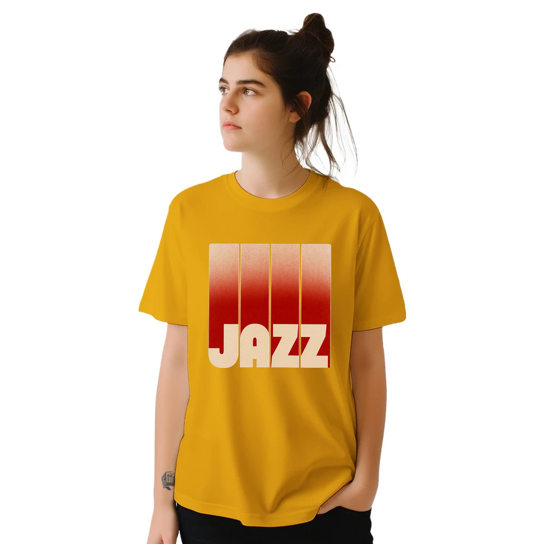 音楽愛好家にぴったりのジャズテーマTシャツ。鮮やかなデザインがジャズの本質を捉え、会話のきっかけになります。サイズはS、M、L、XL、XXLから選べます。