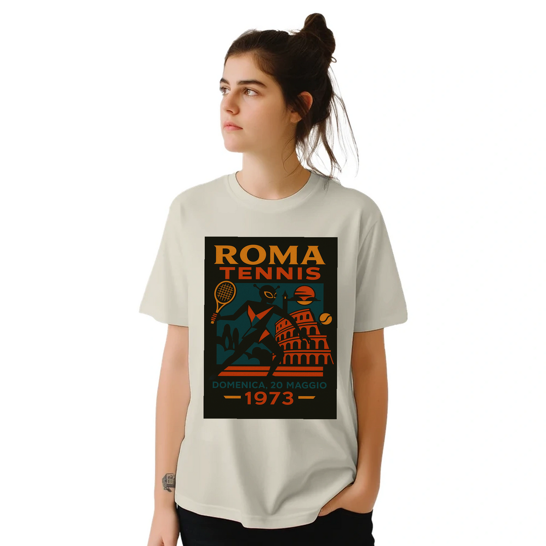 T-shirt Alien Roma Tennis, un capo unico che unisce un tema alieno giocoso alla passione per il tennis, disponibile in divers
