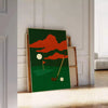 Golfposter med nattmotiv i grön och röd, perfekt som inredning eller present till golfälskare. Finns i storlekarna 30x40 cm o
