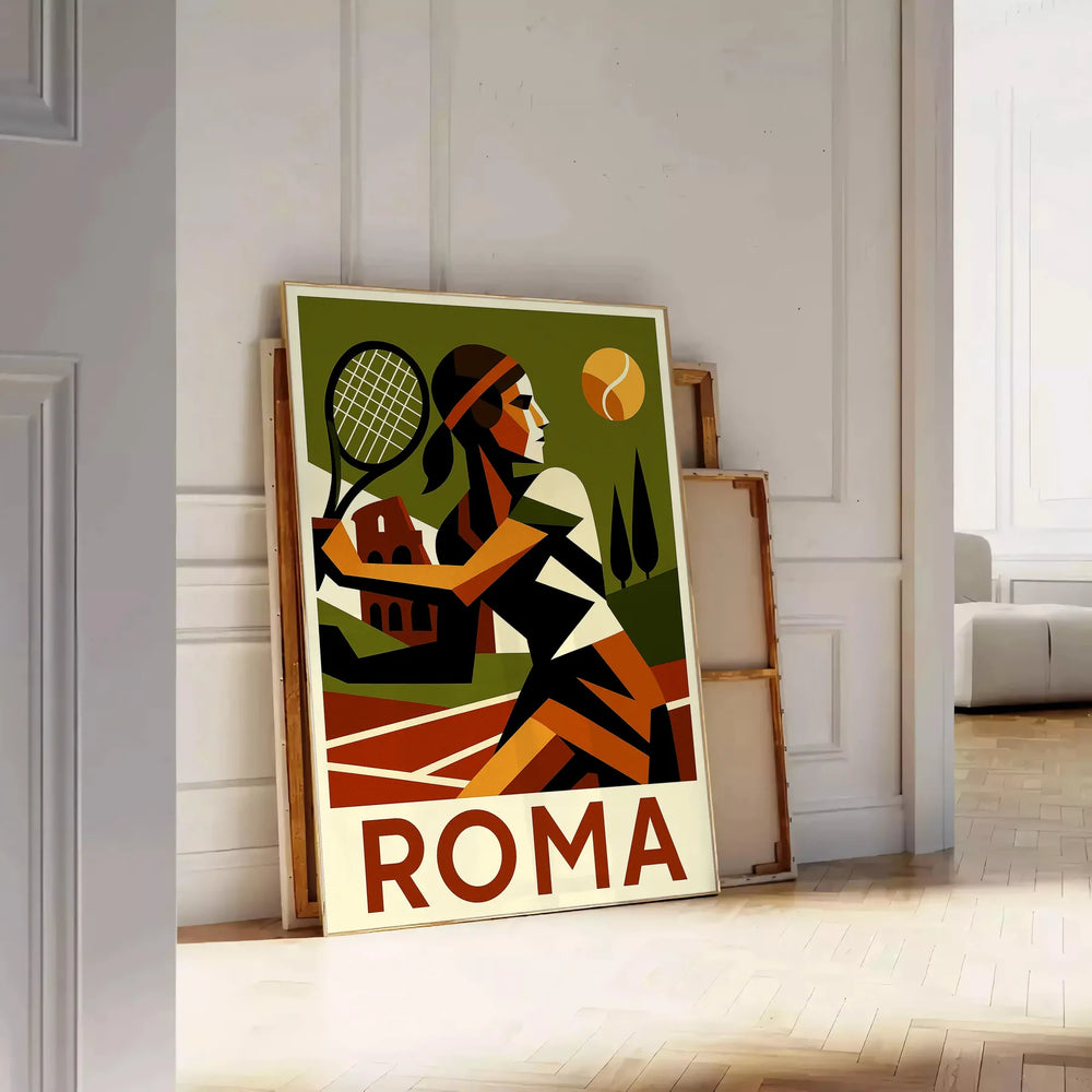 space Roma Tennis poster stunning brown gray tones spirit game striking design perfect enthusiast decor A4 cm A0