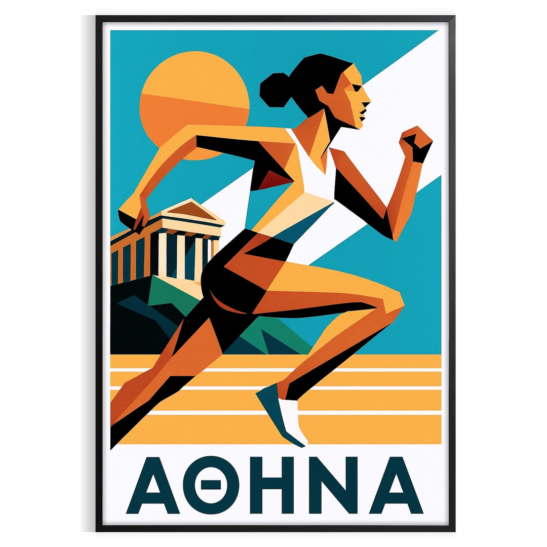 space vibrant Athletics Athena 198 poster dynamic green orange hues striking art piece perfect sports enthusiasts inspiration seekers burst energy decor A4 cm A0