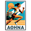 Athletics Athena poster med livfulla gröna och orange nyanser, perfekt för sportentusiaster och inspirationssökande. Finns i