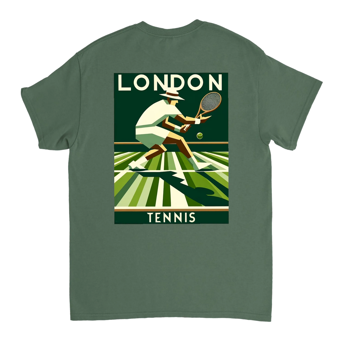 Koszulka tenisowa London z unikalnym wzorem, idealna dla fanów tenisa. Dostępna w rozmiarach S, M, L, XL, XXL