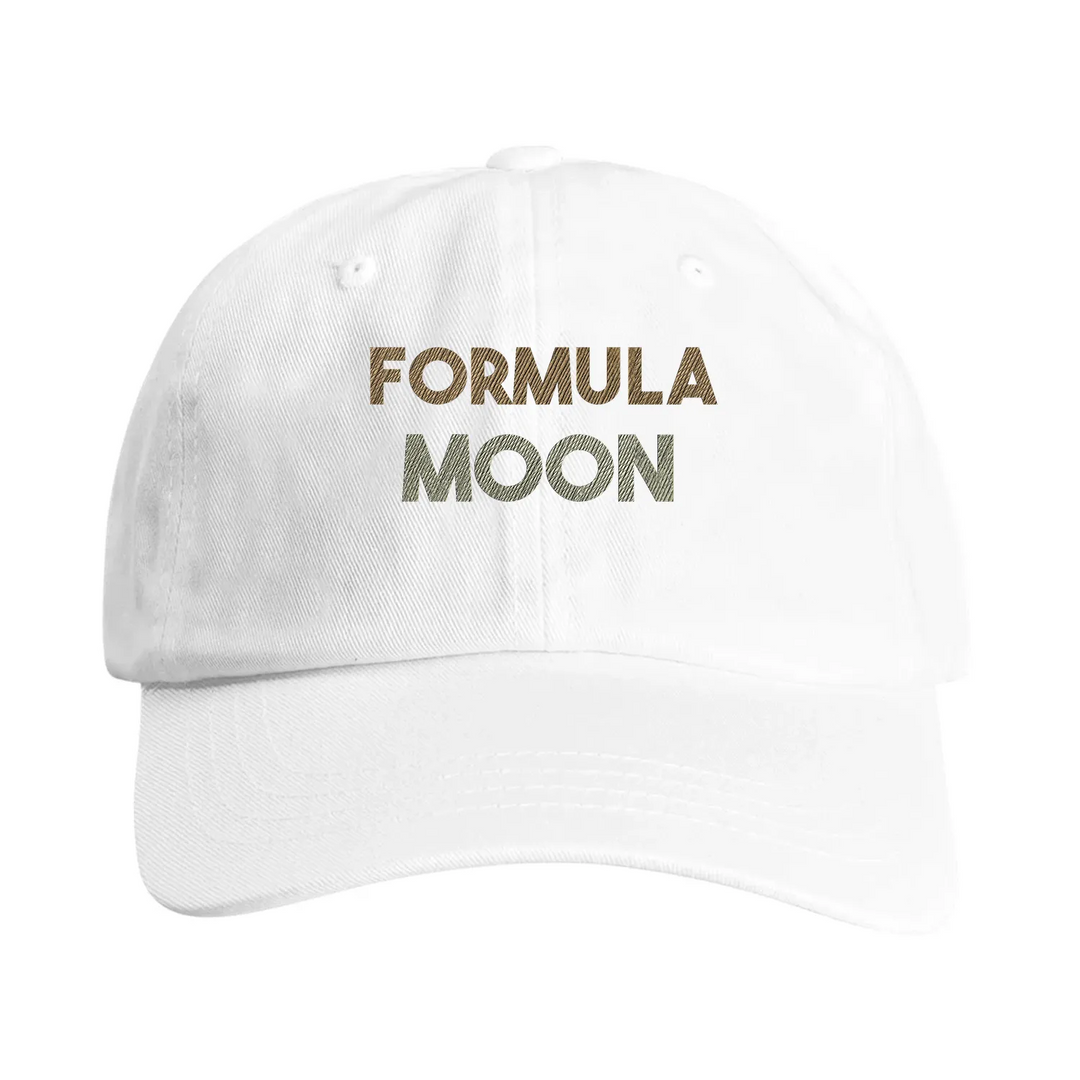 Gorra vintage bordada con motivo luna Fórmula 1, diseño de perfil bajo