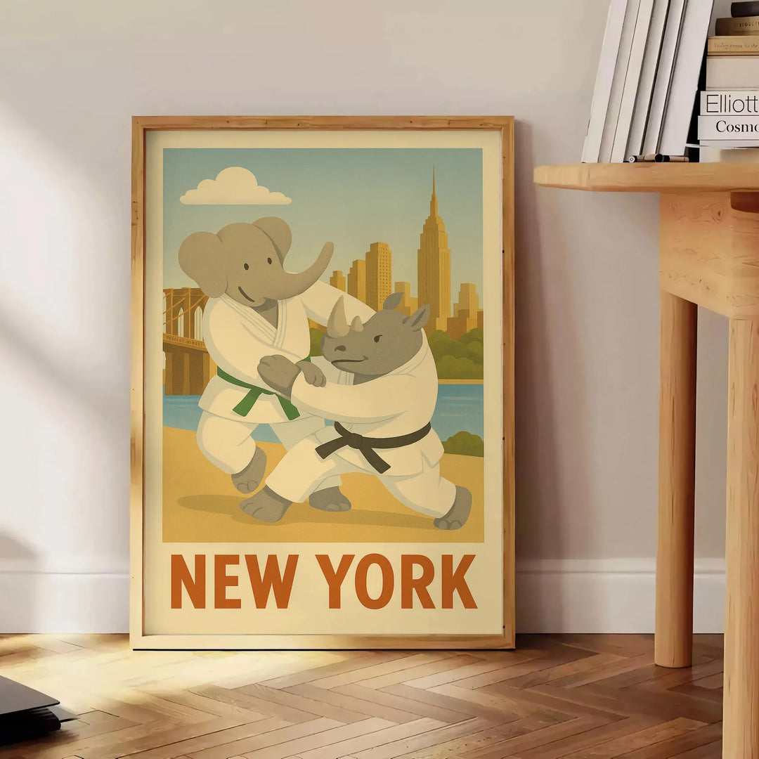 vibrant touch child room playful poster quirky kid elephant rhino judo New York charming design pops shades gray green yours today little one imagination sizes A4 cm A0