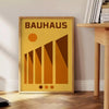 vibrant charm Bauhaus poster art striking Yellow Shadow design bold red green hues prints available space unframed options