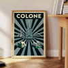 Art Déco poster of Cologne skyline in green and black