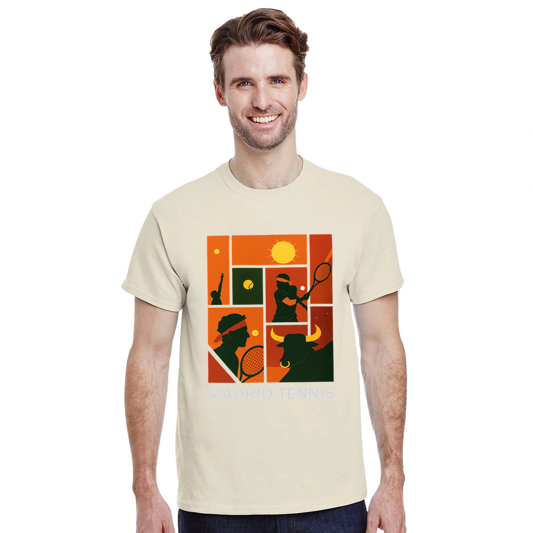 Madrid Tennis T-shirt med Rafa Nadal, perfekt för tennisälskare. Tillverkad av mjuk bomull för komfort och stil, både på och