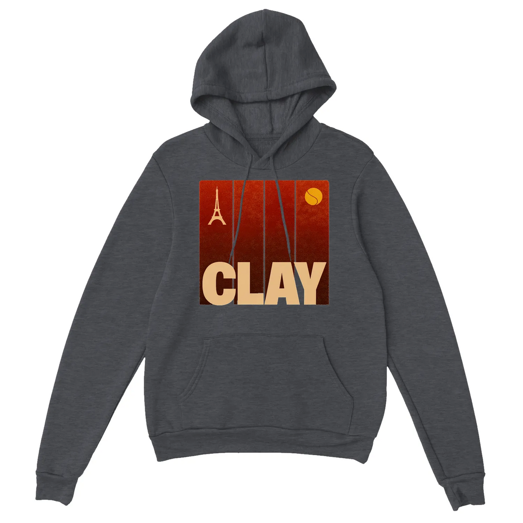 Hoodie Clay Tennis Sport em mistura de algodão e poliéster, com capuz forrado, bolso frontal espaçoso e punhos canelados