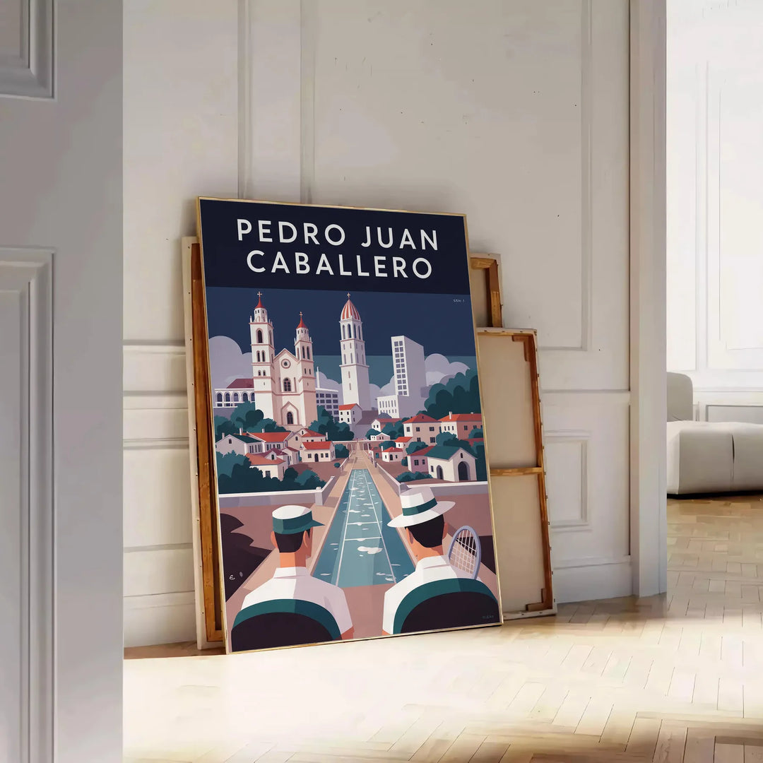 charm Pedro Juan Caballero Paraguay vintage Art Déco poster rich brown green tones stunning piece touch elegance space dimensions perfect collectors lovers today