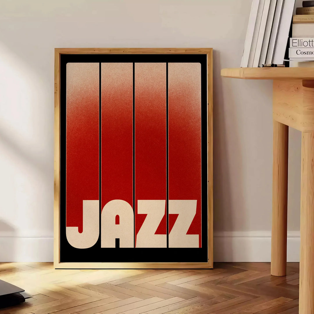 Affiche captivante thématique jazz tennis teintes marron rouge une touche artistique intérieur dimensions 30x40 unique parfaite passionnés sublimez décoration cadre