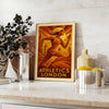 spirit London athletics inspiring woman poster earthy brown vibrant green hues two dimensions perfect space piece sports art today available unframed formats