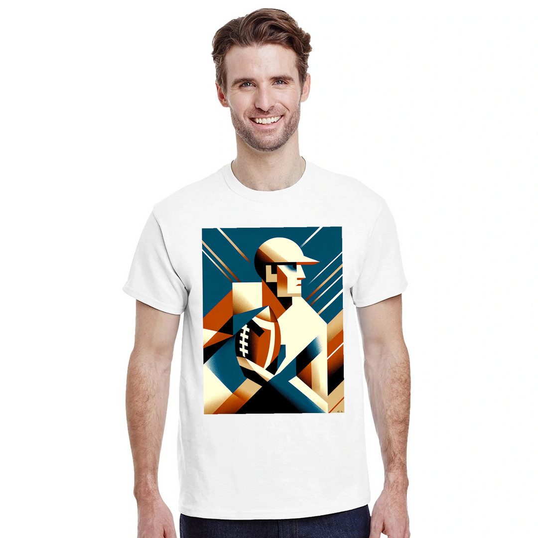 アメリカンフットボールTシャツ。ファンやプレイヤーに最適なスタイリッシュなデザインで、柔らかく通気性のあるコットン素材を使用。快適な着心地で、フィールドでもスタンドでも活躍します。