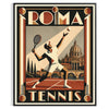 Stilvolles Roma Tennis Poster in Schwarz und Grau, perfekt für Sportliebhaber und Kunstfreunde. Erhältlich in verschiedenen G