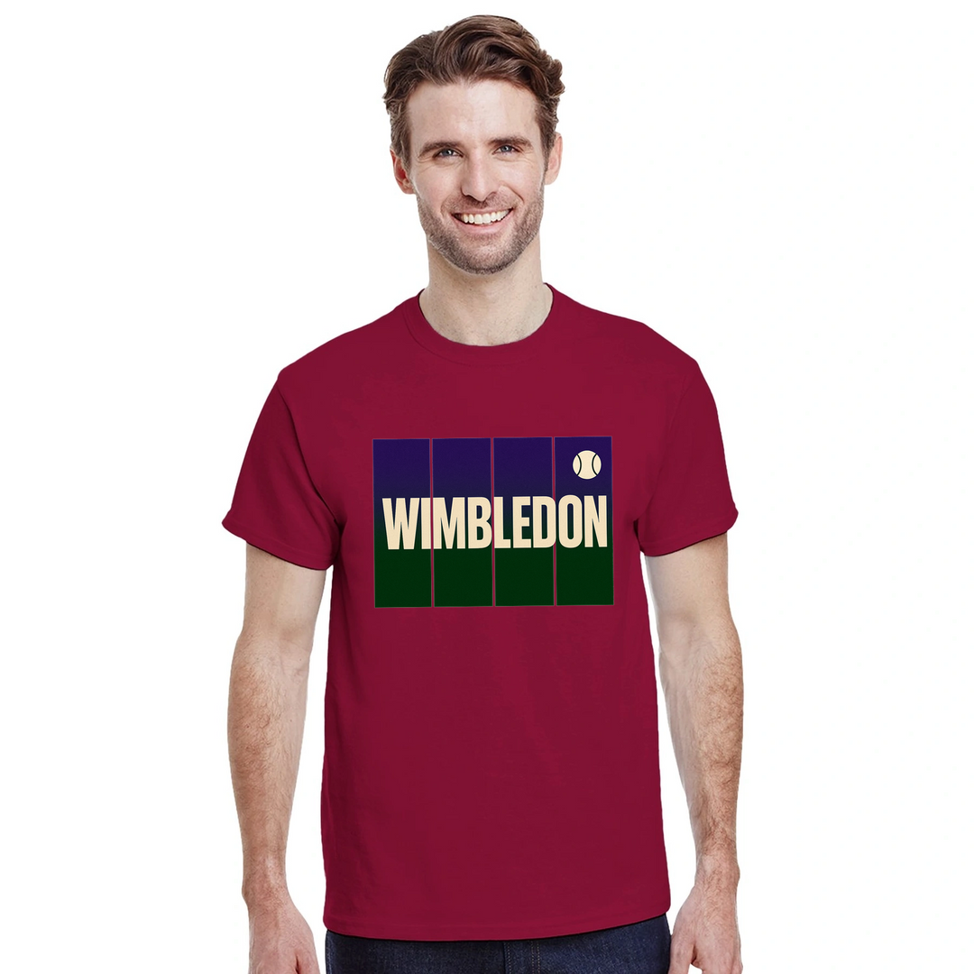 T-shirt de ténis Wimbledon, ideal para fãs e jogadores, com um design vibrante e confortável em algodão respirável
